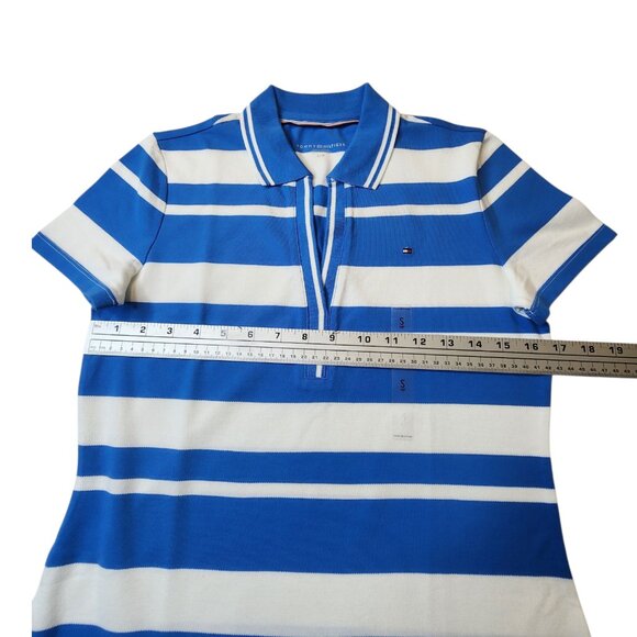 Tommy Hilfiger Women's Nautical Striped Abby Polo Size Small Blue - Picture 2 of 7